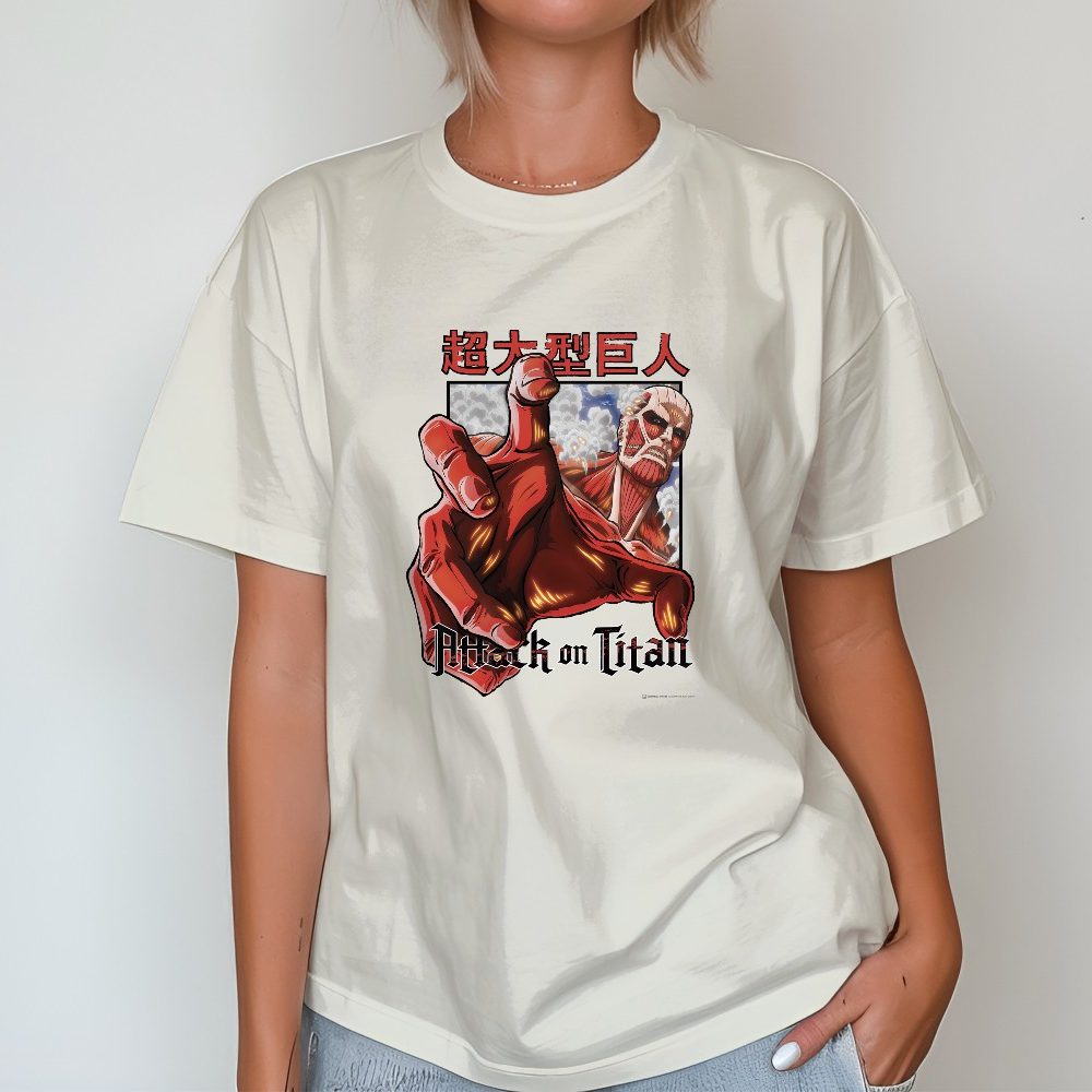 T-shirt bio oversize Femme Attack On Titan avec un design de Attack On Titan Hand noir