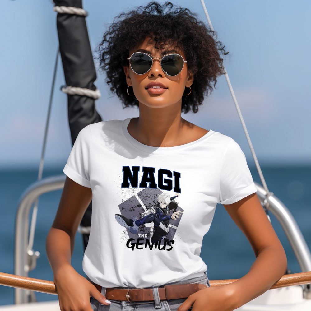 T-shirt Femme Bluelock avec un design de Bluelock Nagi The Genuis noir