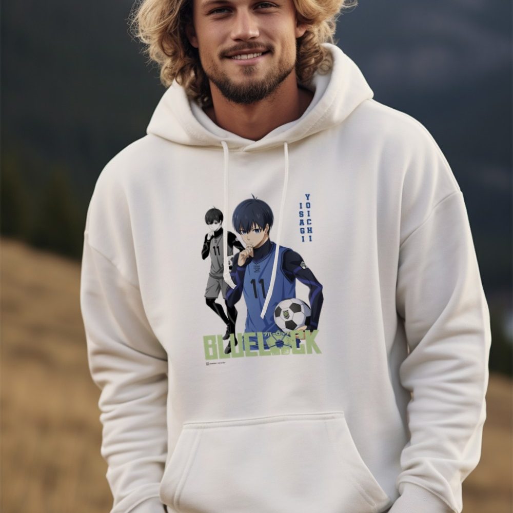 Sweat-shirt à capuche Homme Bluelock avec un design de Bluelock Isagi Yoichi 11 vert