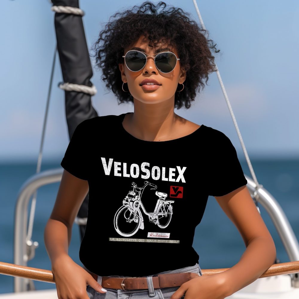 T-shirt Femme Solex avec un design de Solex Révolutionnaire blanc