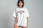 T-shirt bio oversize Femme Harvard avec un design de Harvard Arc Écusson Used rouge