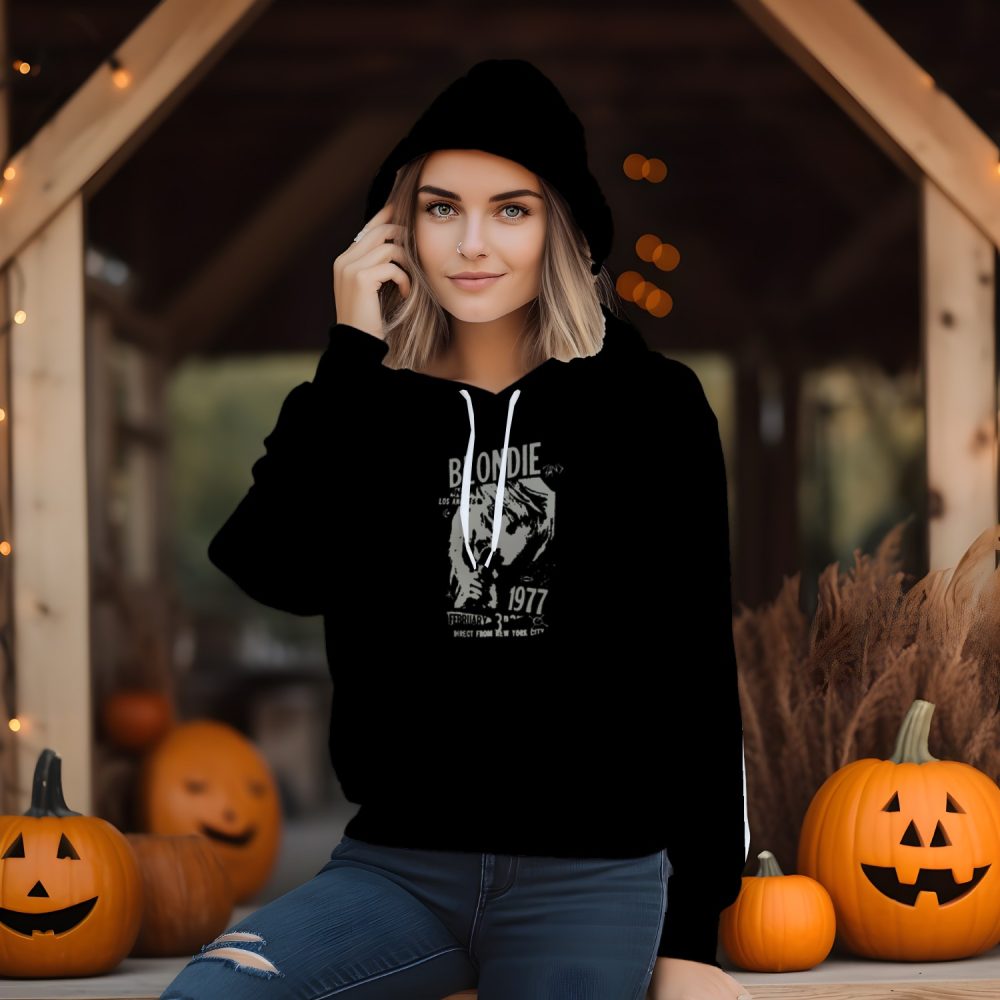 Sweat-shirt à capuche Femme Blondie avec un design de Blondie 1977 gris