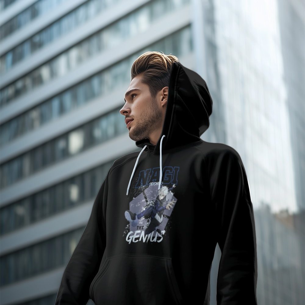 Sweat-shirt à capuche Homme Bluelock avec un design de Bluelock Nagi The Genuis blanc