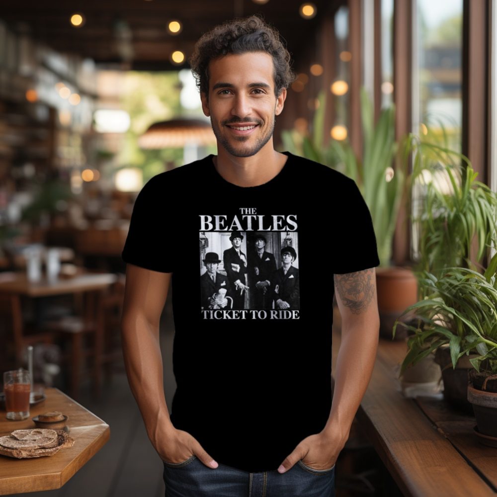 T-shirt Homme The Beatles avec un design de The Beatles Ticket To Ride blanc
