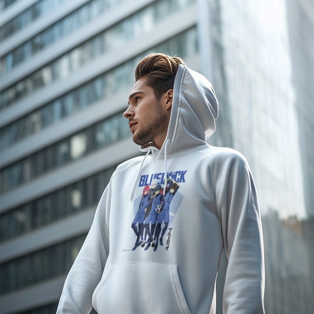Sweat-shirt à capuche Homme Bluelock avec un design de Bluelock Team noir