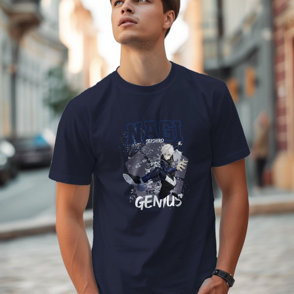 T-shirt Homme Bluelock avec un design de Bluelock Nagi The Genuis blanc