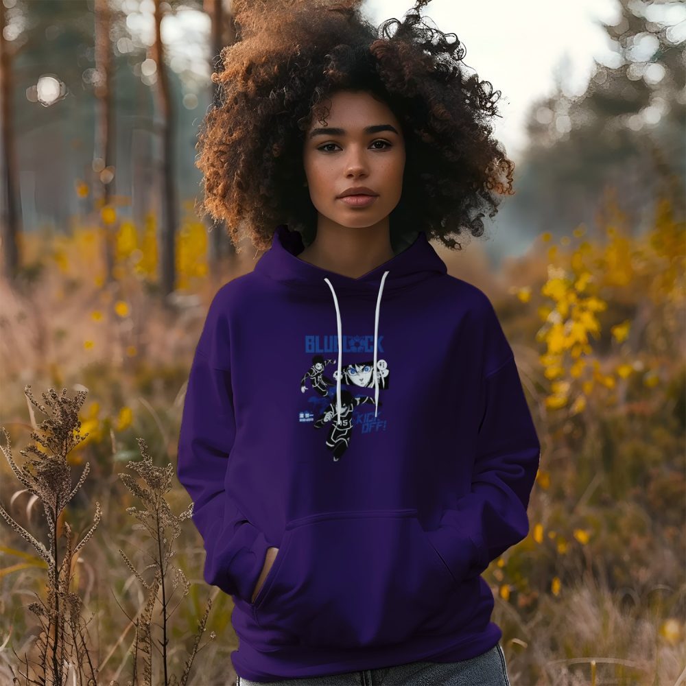 Sweat-shirt à capuche Femme Bluelock Homme avec un design de Bluelock Kick Off bleu