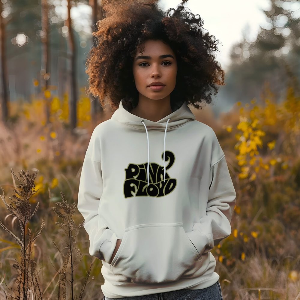 Sweat-shirt à capuche femme Pink Floyd avec un design de Pink Floyd Wavy noir