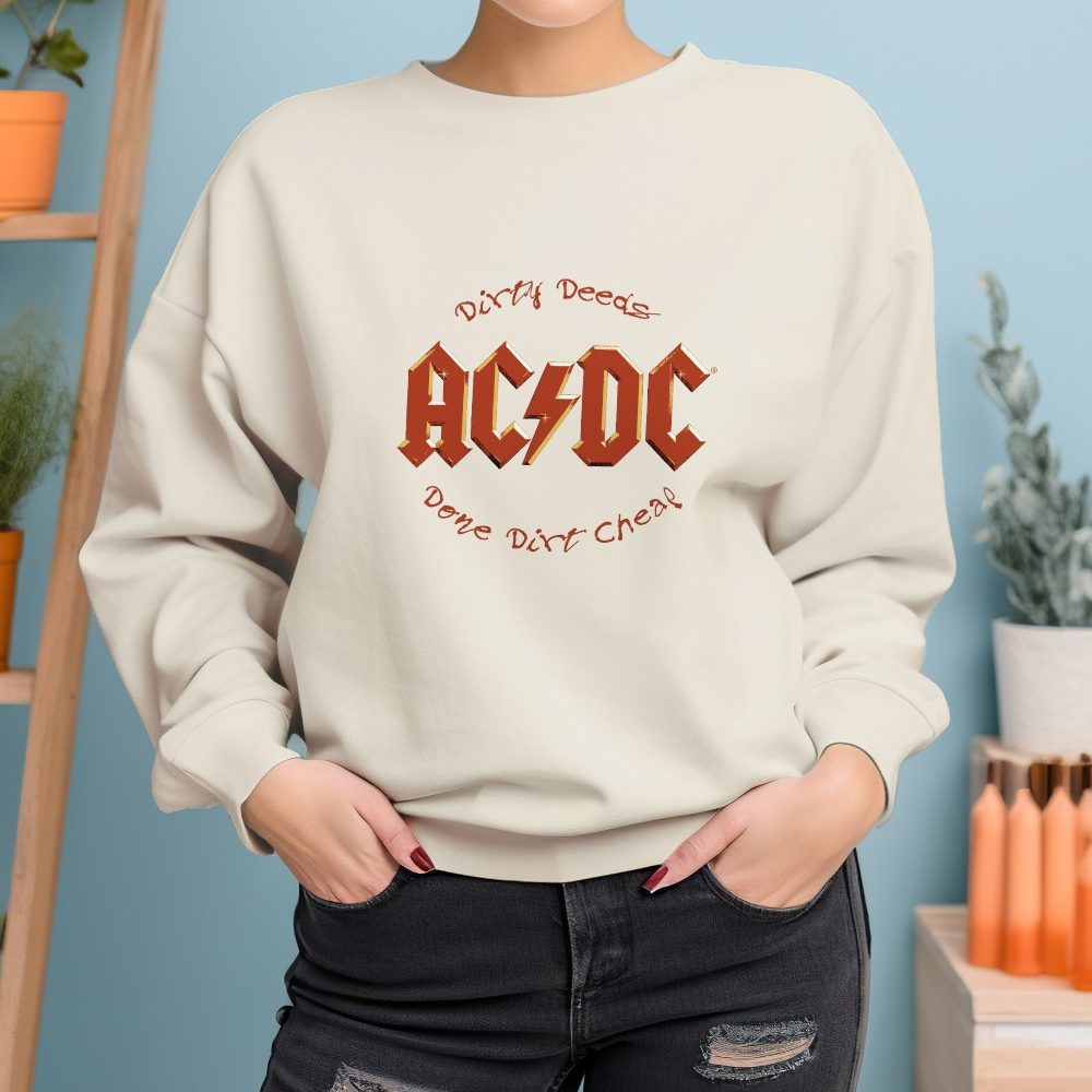 Sweat-shirt à capuche Femme ACDC avec un design de ACDC Dirty Deeds Done Dirt Cheap