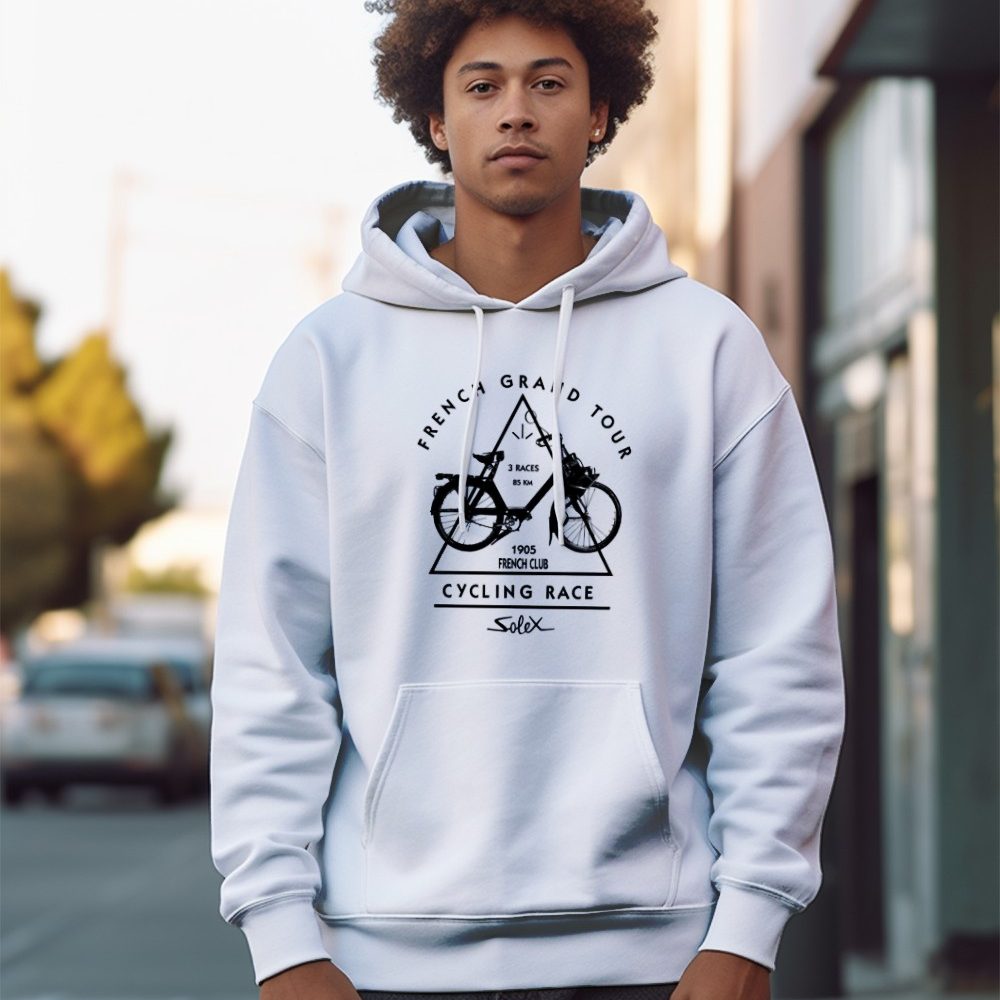 Sweat-shirt à capuche Homme Solex avec un design de Solex French Grand Tour noir