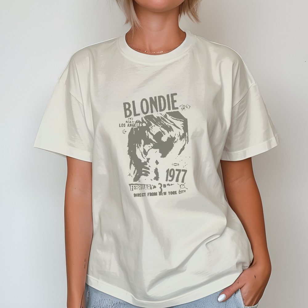 T-shirt oversize coton bio femme Femmes avec un design de Blondie 1977 gris