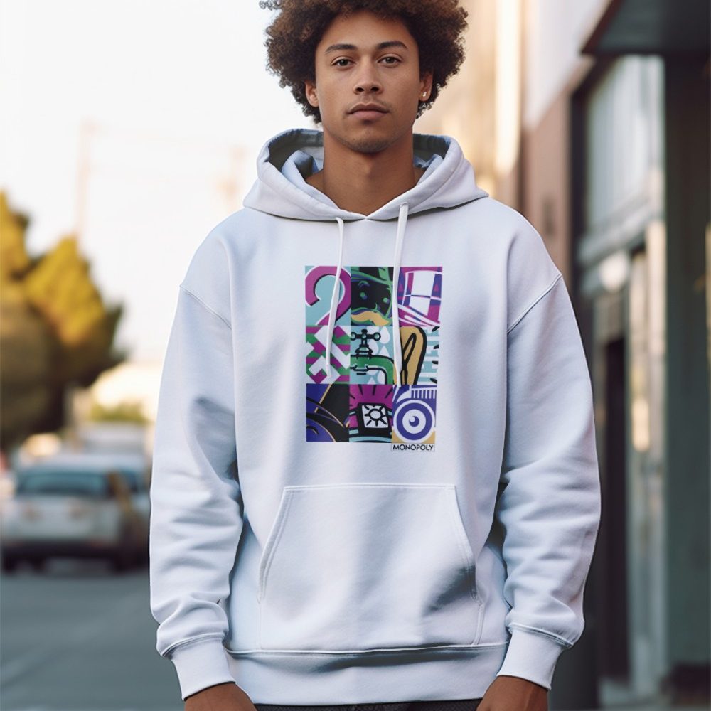 Sweat-shirt à capuche Homme Monopoly avec un design de Monopoly Symbols noir
