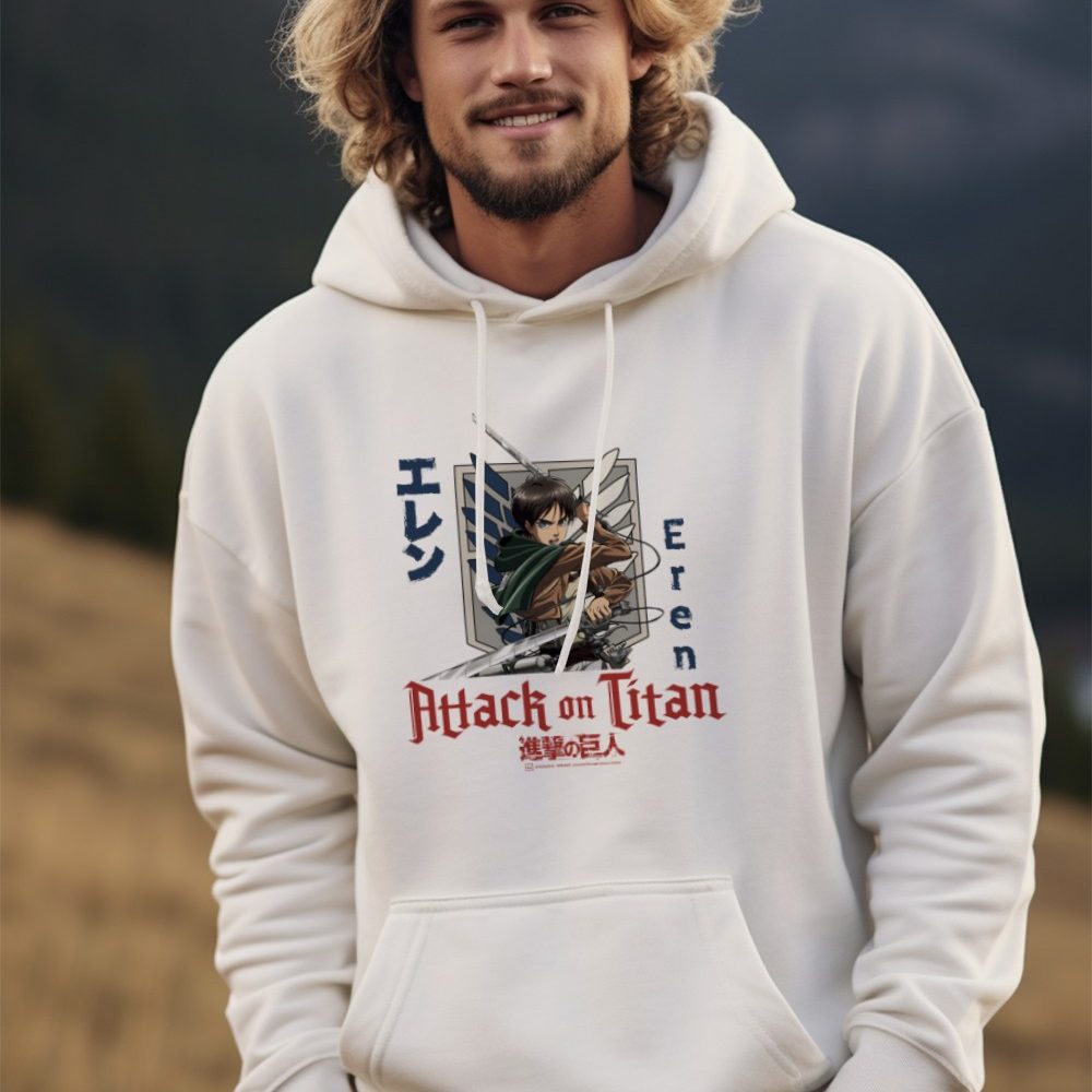 Sweat-shirt à capuche Homme Attack On Titan avec un design de Attack On Titan Eren