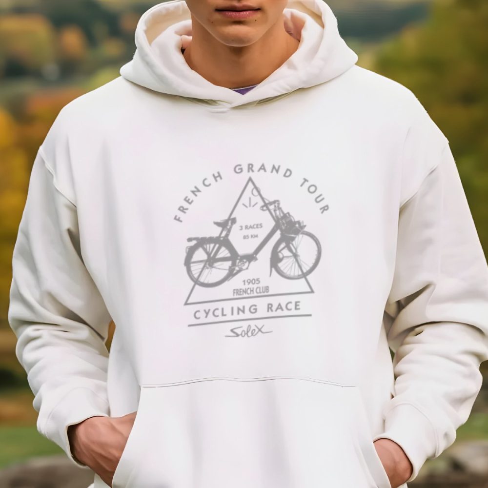 Sweat-shirt à capuche Homme Solex avec un design de Solex French Grand Tour gris