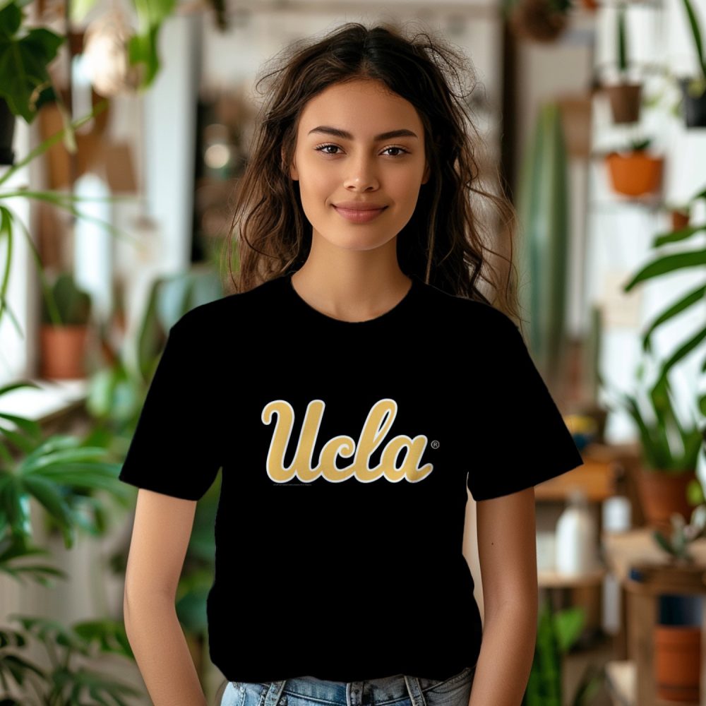 T-shirt Femme UCLA avec un design de UCLA Curvy jaune contour blanc