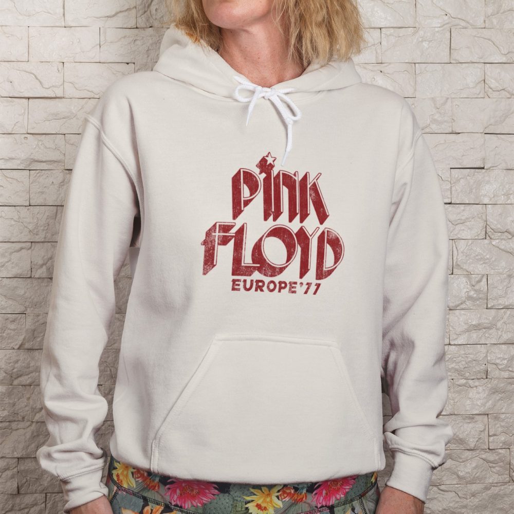 Sweat-shirt à capuche femme Pink Floyd avec un design de Pink Floyd Europe 77 rouge