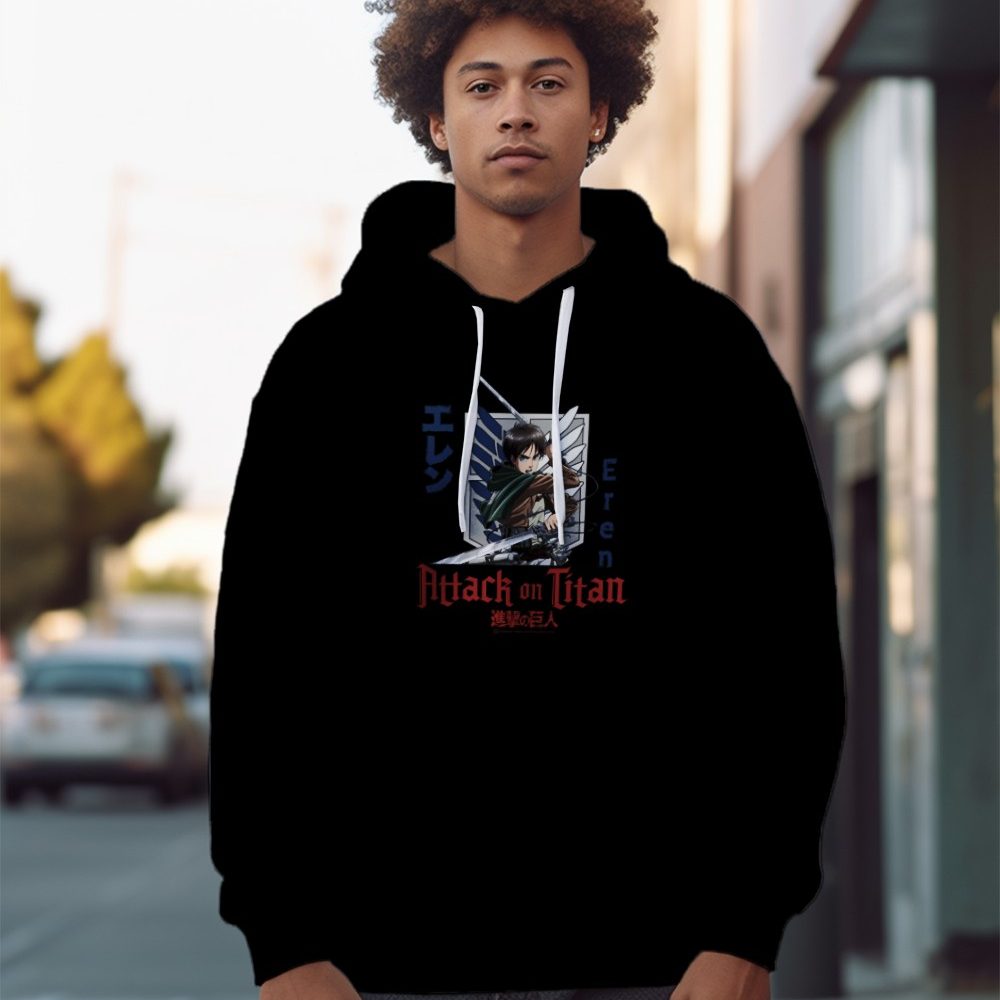Sweat-shirt à capuche Homme Attack On Titan avec un design de Attack On Titan Eren