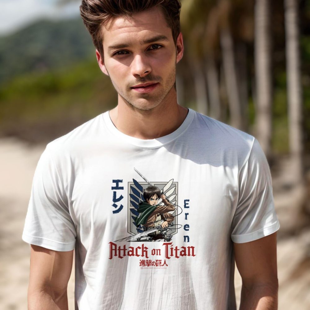 T-shirt Homme Attack On Titan avec un design de Attack On Titan Eren