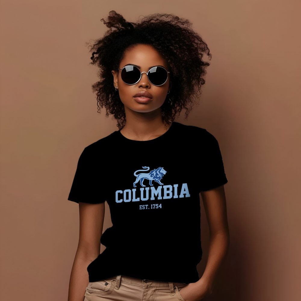 T-shirt Femme Columbia avec un design de Columbia Lion bleu ciel