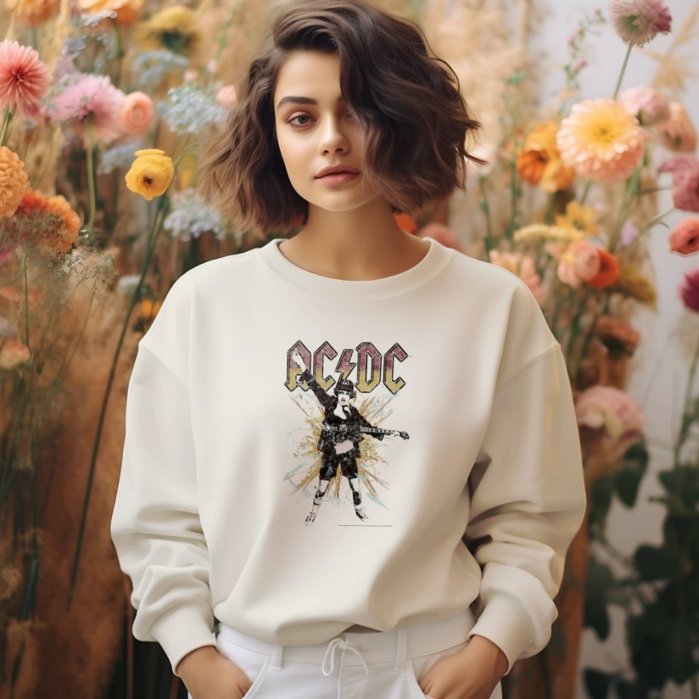 Sweat oversize coton bio Femme ACDC avec un design de ACDC Rock