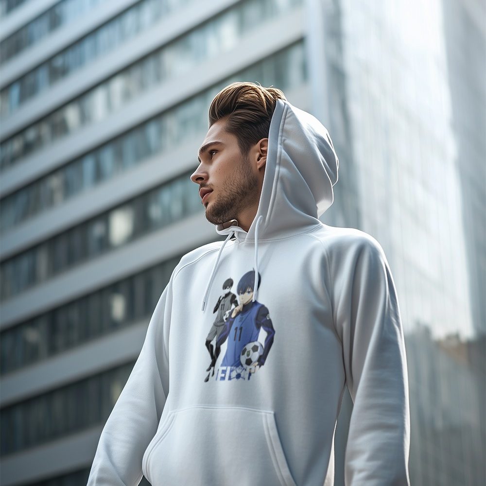 Sweat-shirt à capuche homme RHCP avec un design de Bluelock Isagi Yoichi 11 blanc