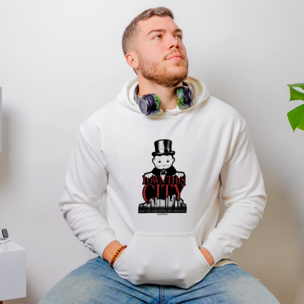 Sweat-shirt à capuche Homme Monopoly avec un design de Monopoly I Own This City noir