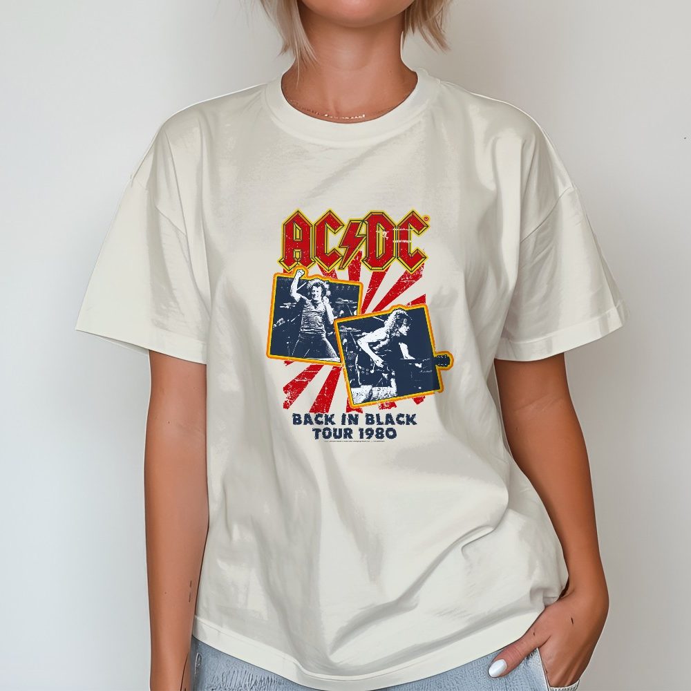 T-shirt oversize coton bio femme ACDC avec un design de ACDC Back in Black