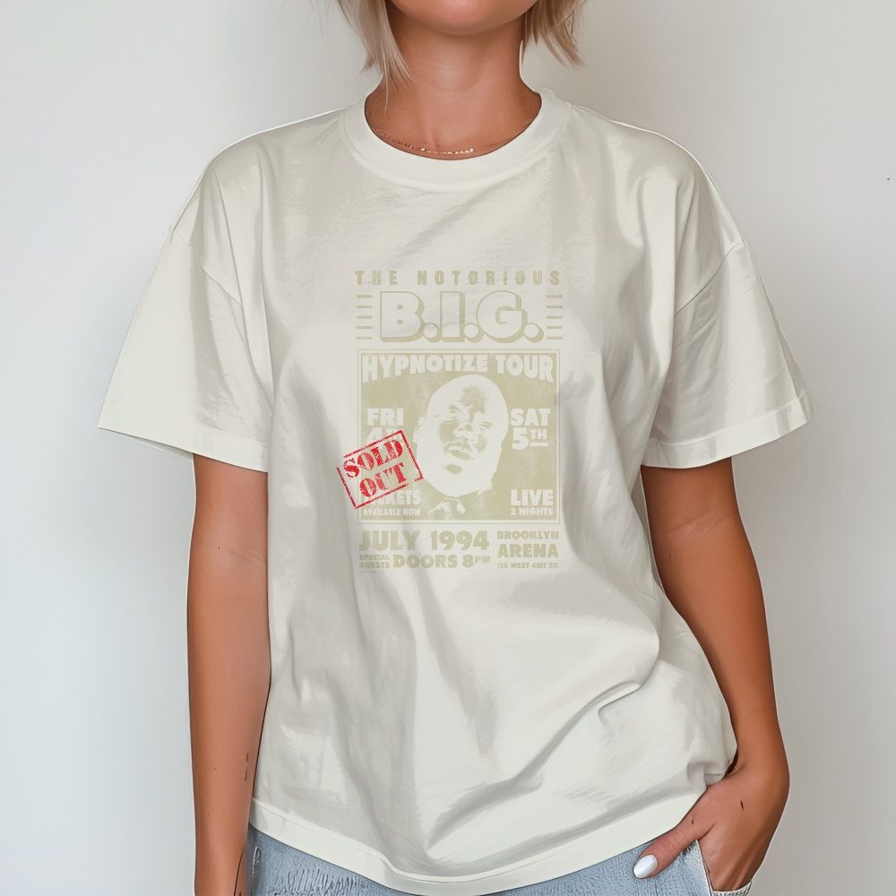 Sweat oversize coton bio Femme The Notorious B.I.G. avec un design de The Notorious B.I.G. Hypnotize Tour beige