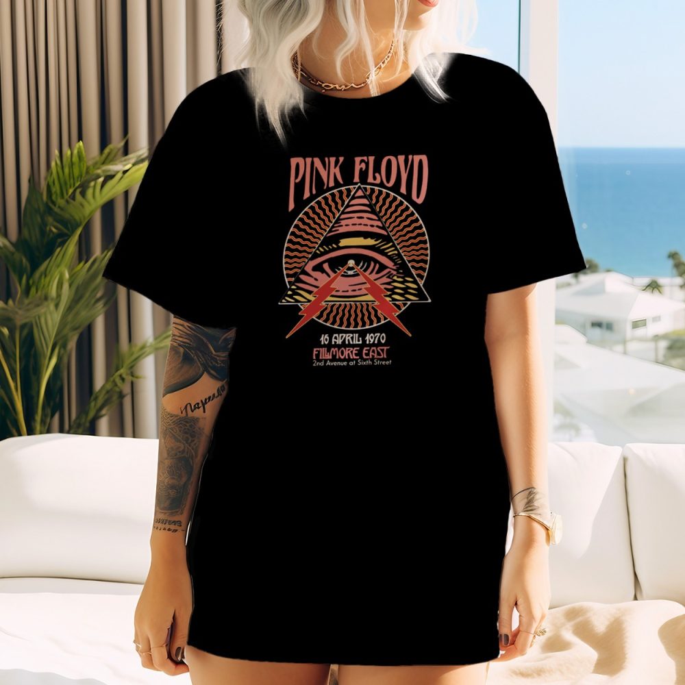 T-shirt oversize coton bio Femme Pink Floyd avec un design de Pink Floyd Fillmore East blanc