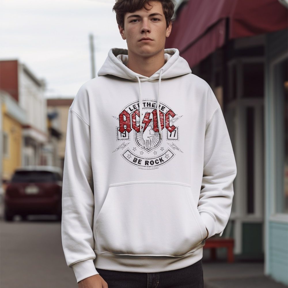 Sweat-shirt à capuche homme ACDC avec un design de ACDC Let There Be Rock noir