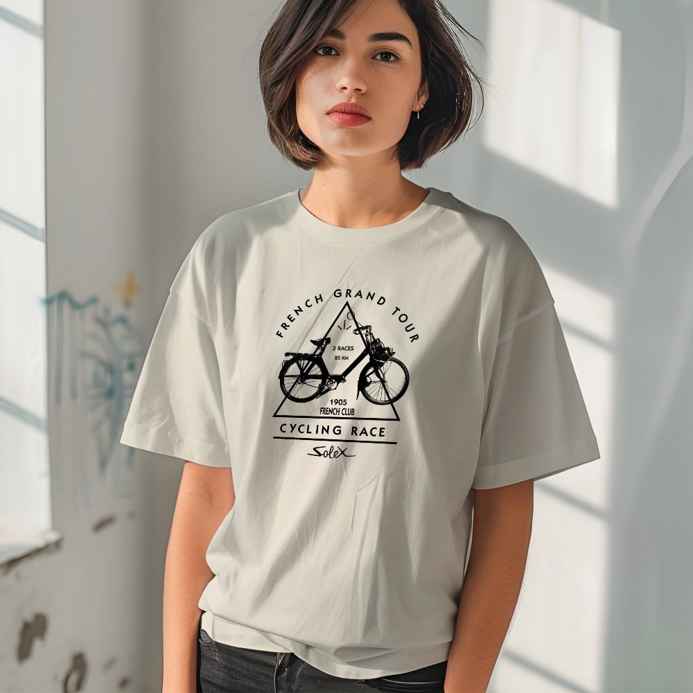 T-shirt bio oversize Femme Solex avec un design de Solex French Grand Tour noir