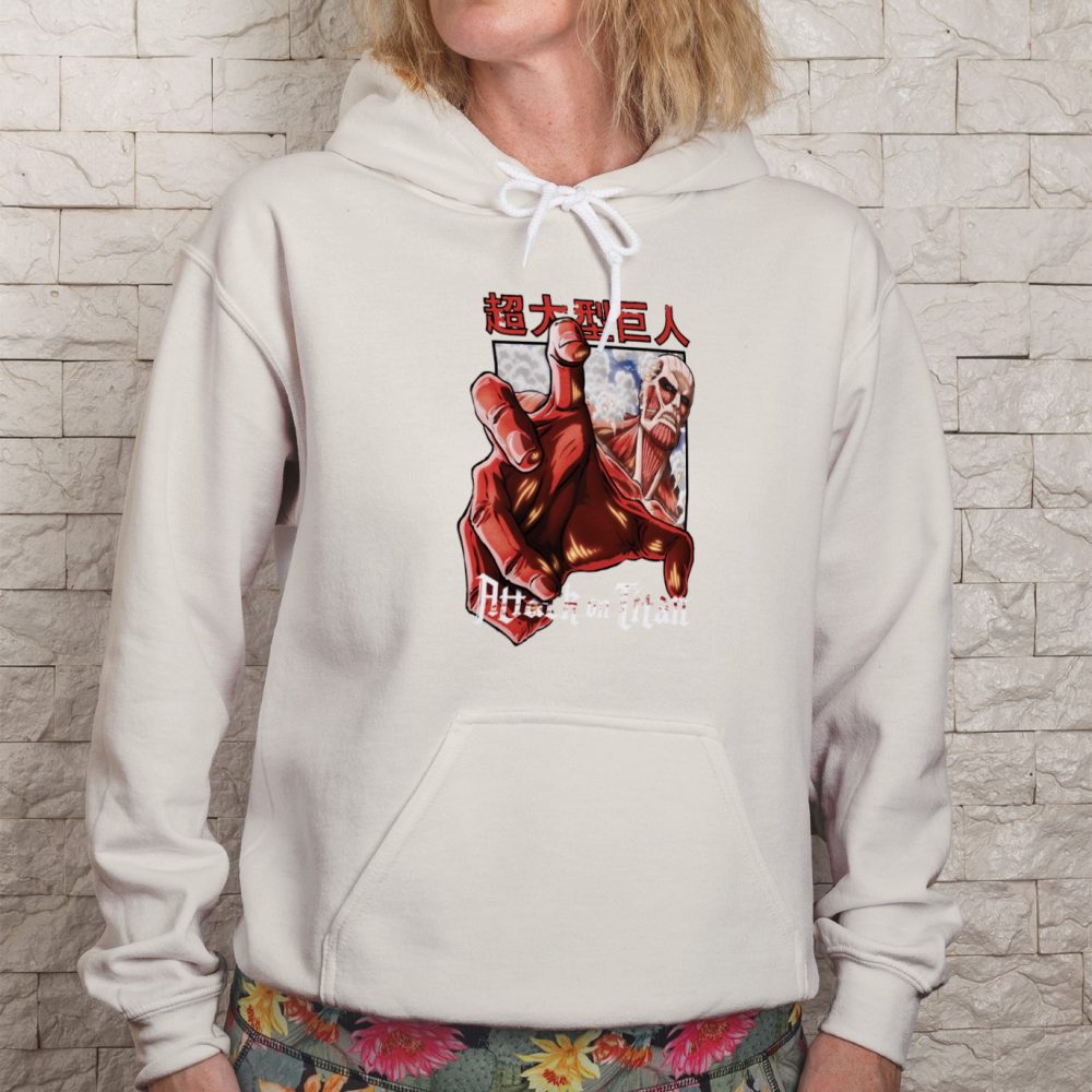 Sweat-shirt à capuche Femme Attack On Titan avec un design de Attack On Titan Hand blanc