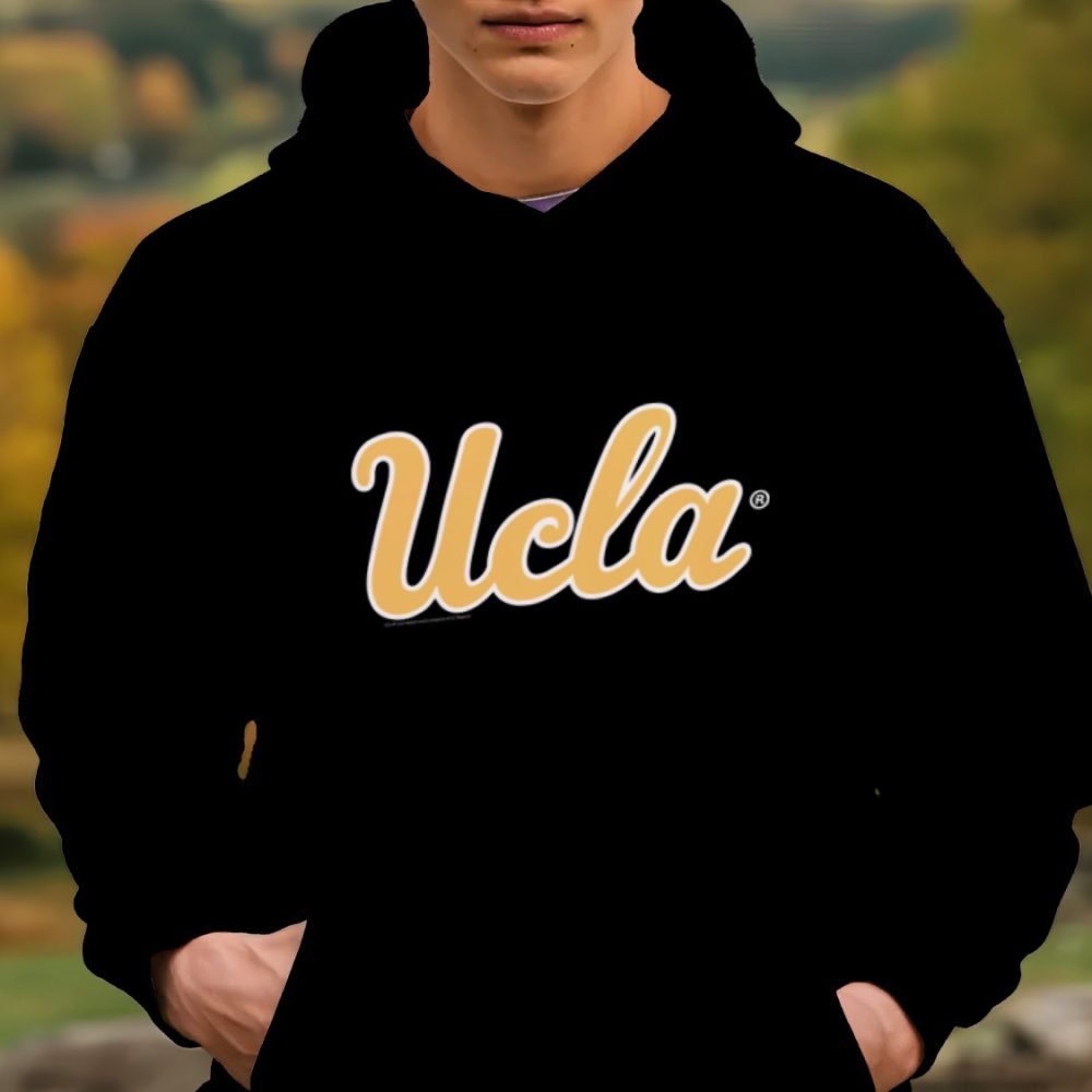 Sweat-shirt à capuche Homme UCLA avec un design de UCLA Curvy jaune contour blanc