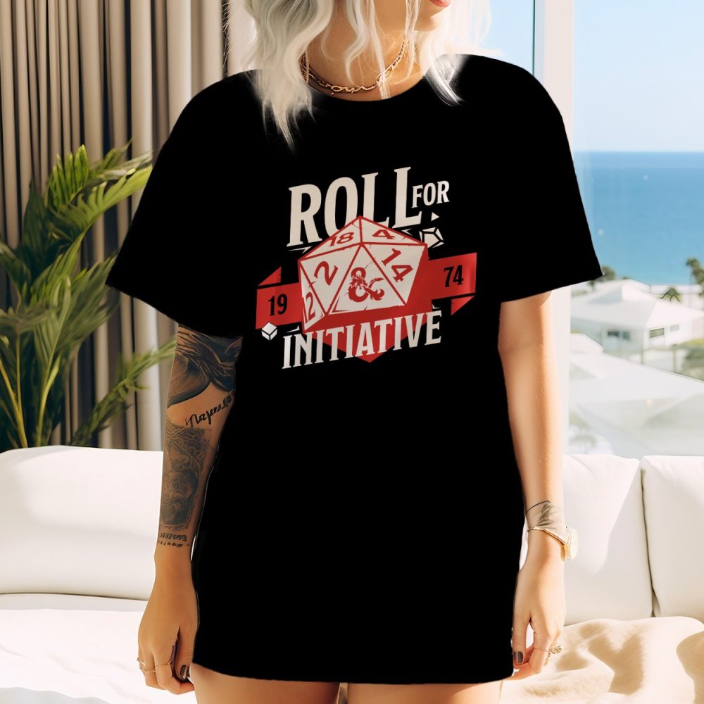T-shirt oversize coton bio Femme Dungeons & Dragons avec un design de D&D Dé Roll For Initiative