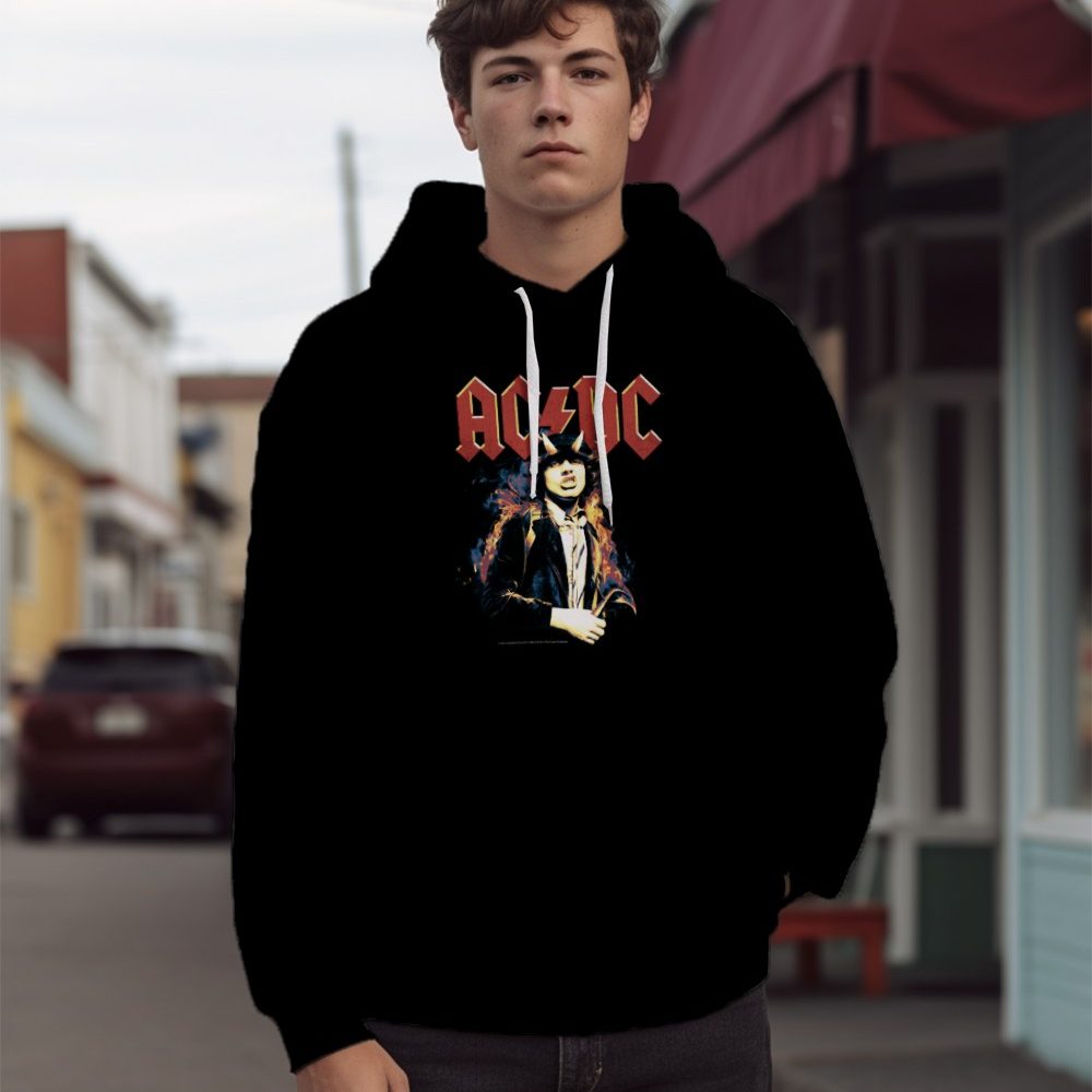 Sweat-shirt à capuche Homme ACDC avec un design de ACDC Flamme clair