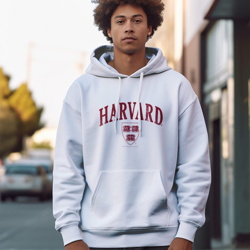 Sweat-shirt à capuche Homme Harvard avec un design de Harvard Arc Écusson Used rouge