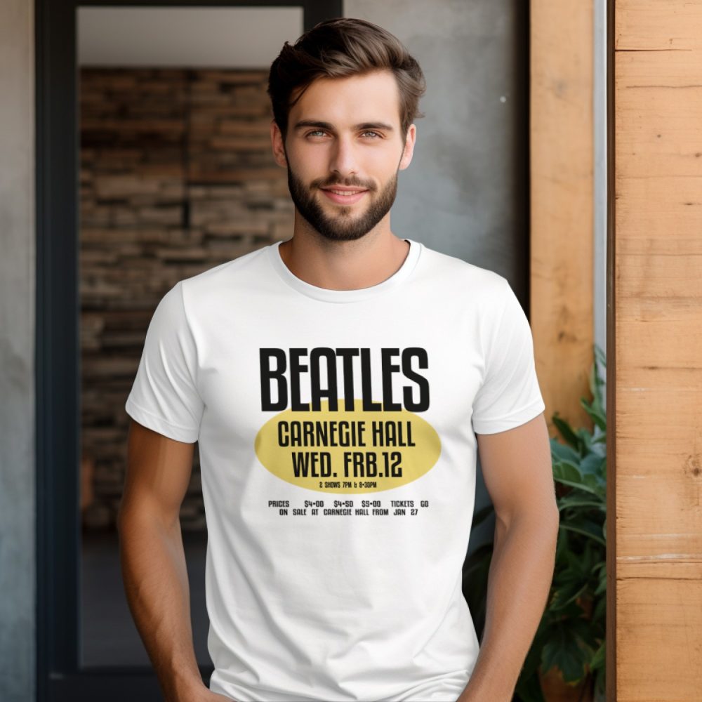 T-shirt Homme The Beatles avec un design de The Beatles Carnegie Hall jaune