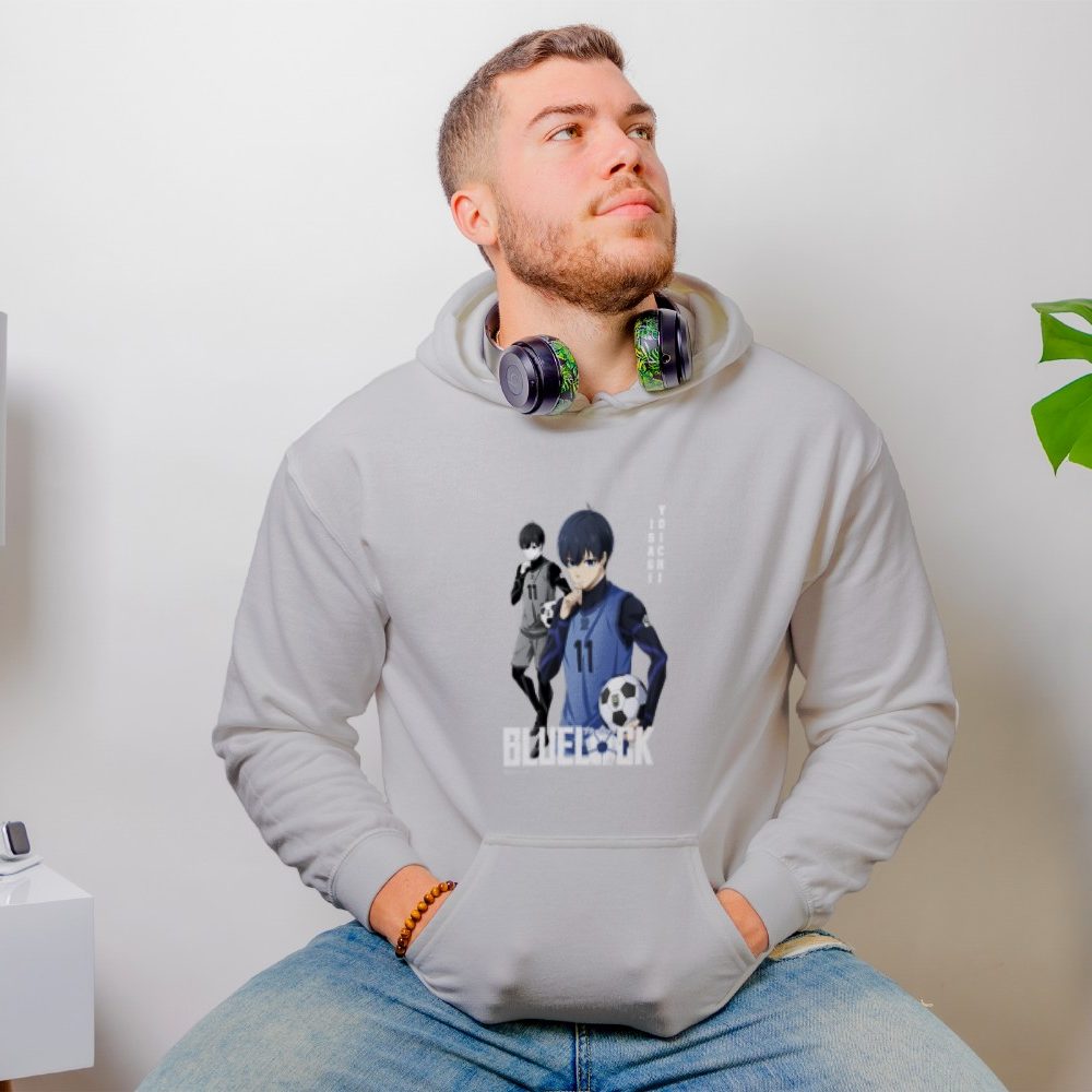 Sweat-shirt à capuche Homme Bluelock avec un design de Bluelock Isagi Yoichi 11 blanc