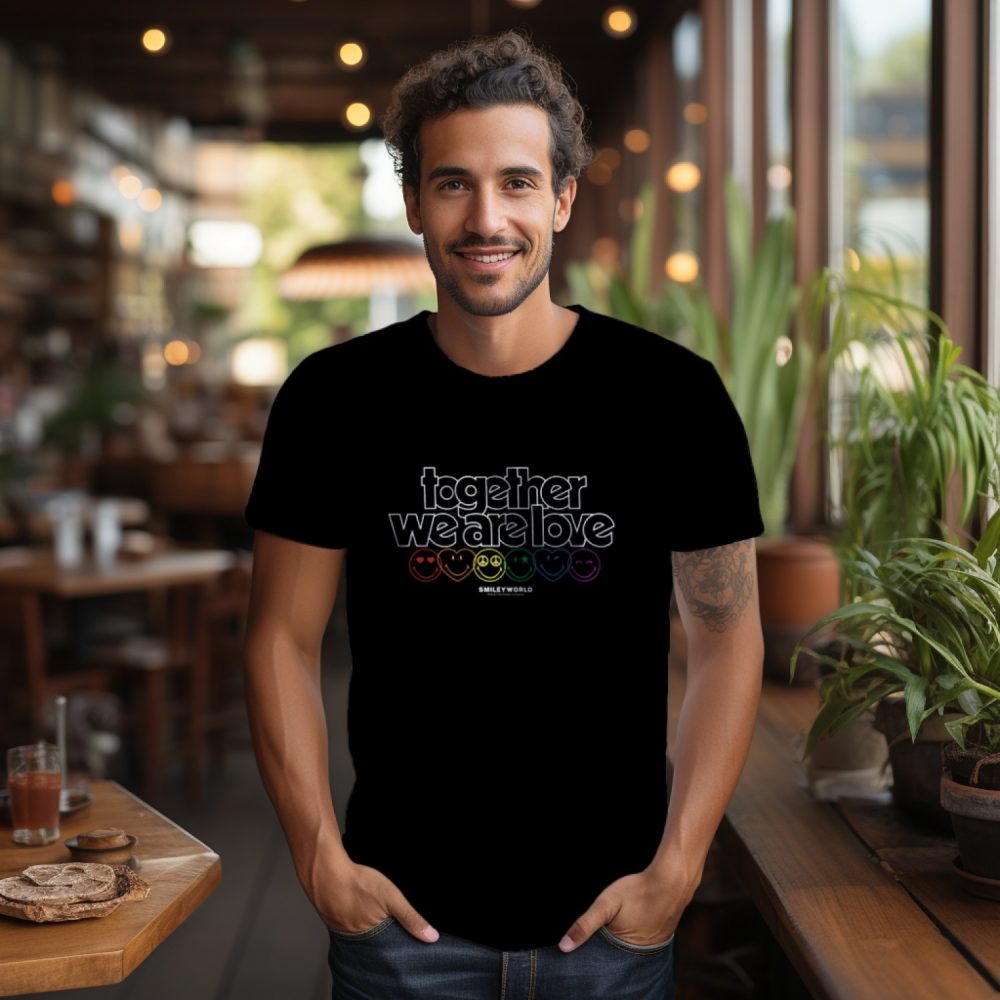 T-shirt Homme Smiley World avec un design de Smiley World Together We Are Love blanc