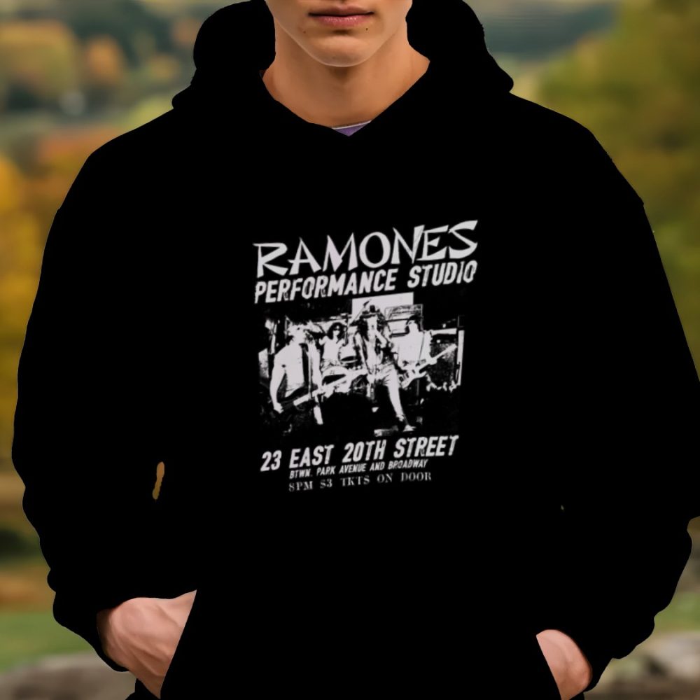 Sweat-shirt à capuche homme Ramones avec un design de Ramones Performance Studio blanc