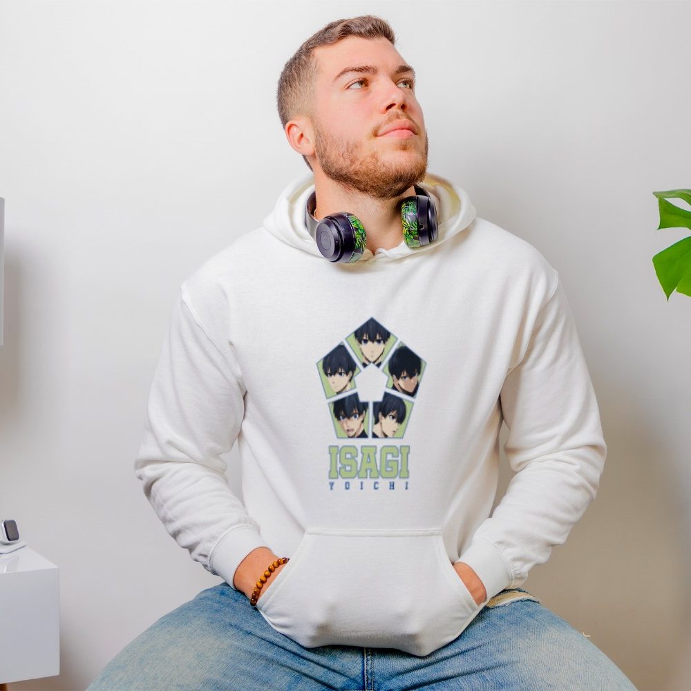 Sweat-shirt à capuche Homme Bluelock avec un design de Bluelock Isagi Yoichi bleu