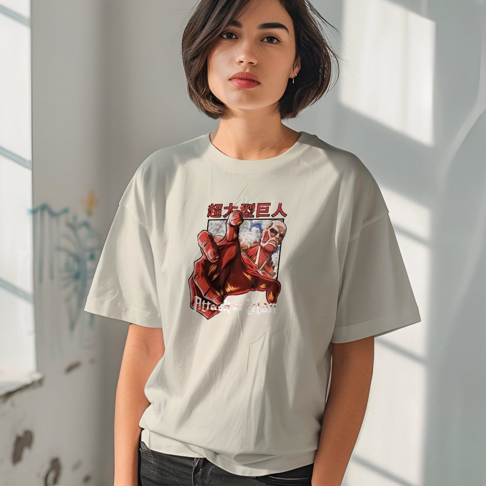 T-shirt bio oversize Femme Attack On Titan avec un design de Attack On Titan Hand blanc