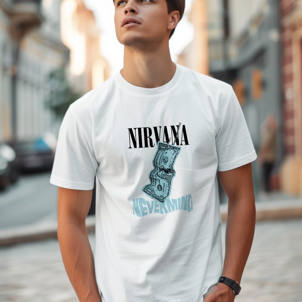 T-shirt homme Nirvana avec un design de Nirvana Nevermind noir