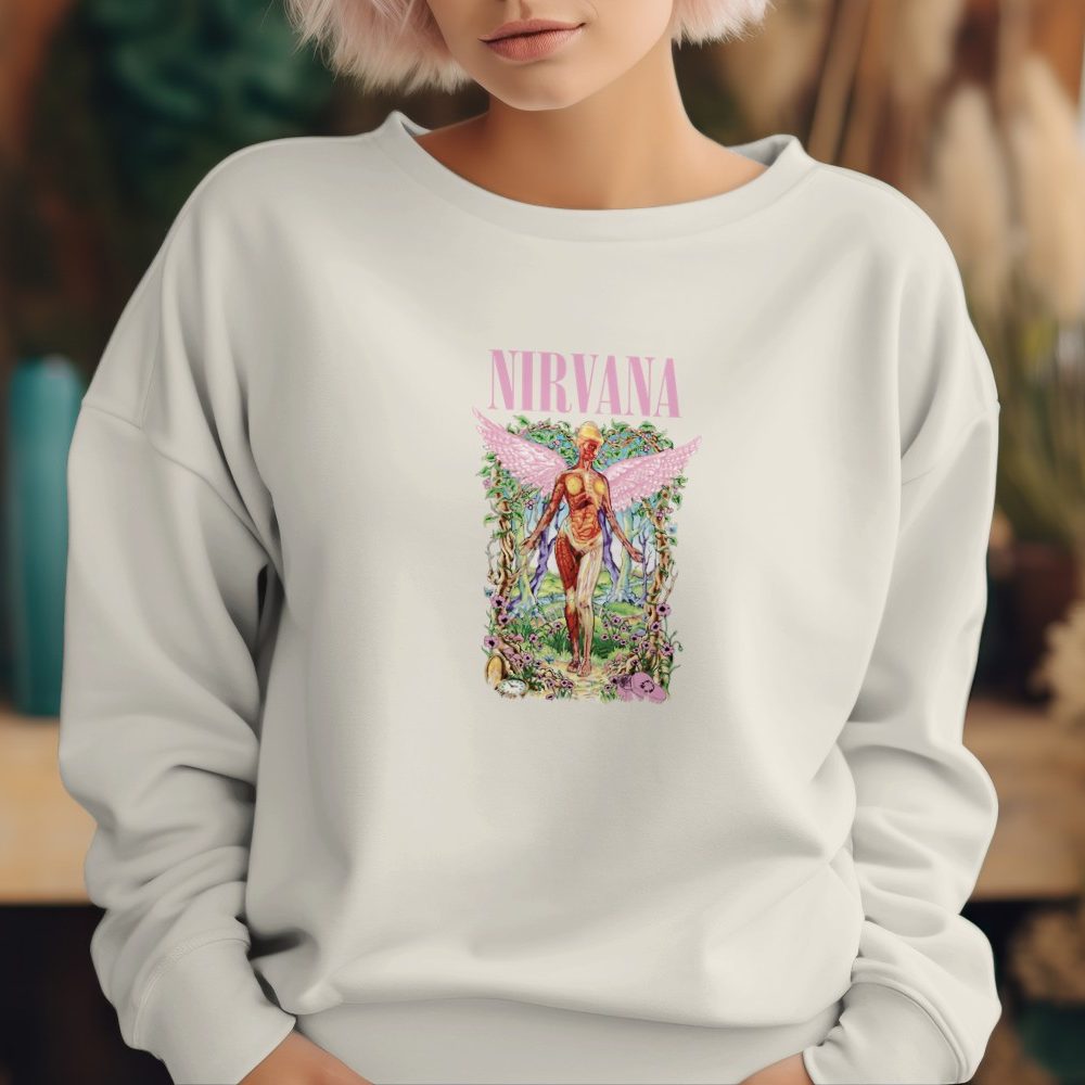 Sweat oversize coton bio Femme Nirvana avec un design de Nirvana In Utero couleurs