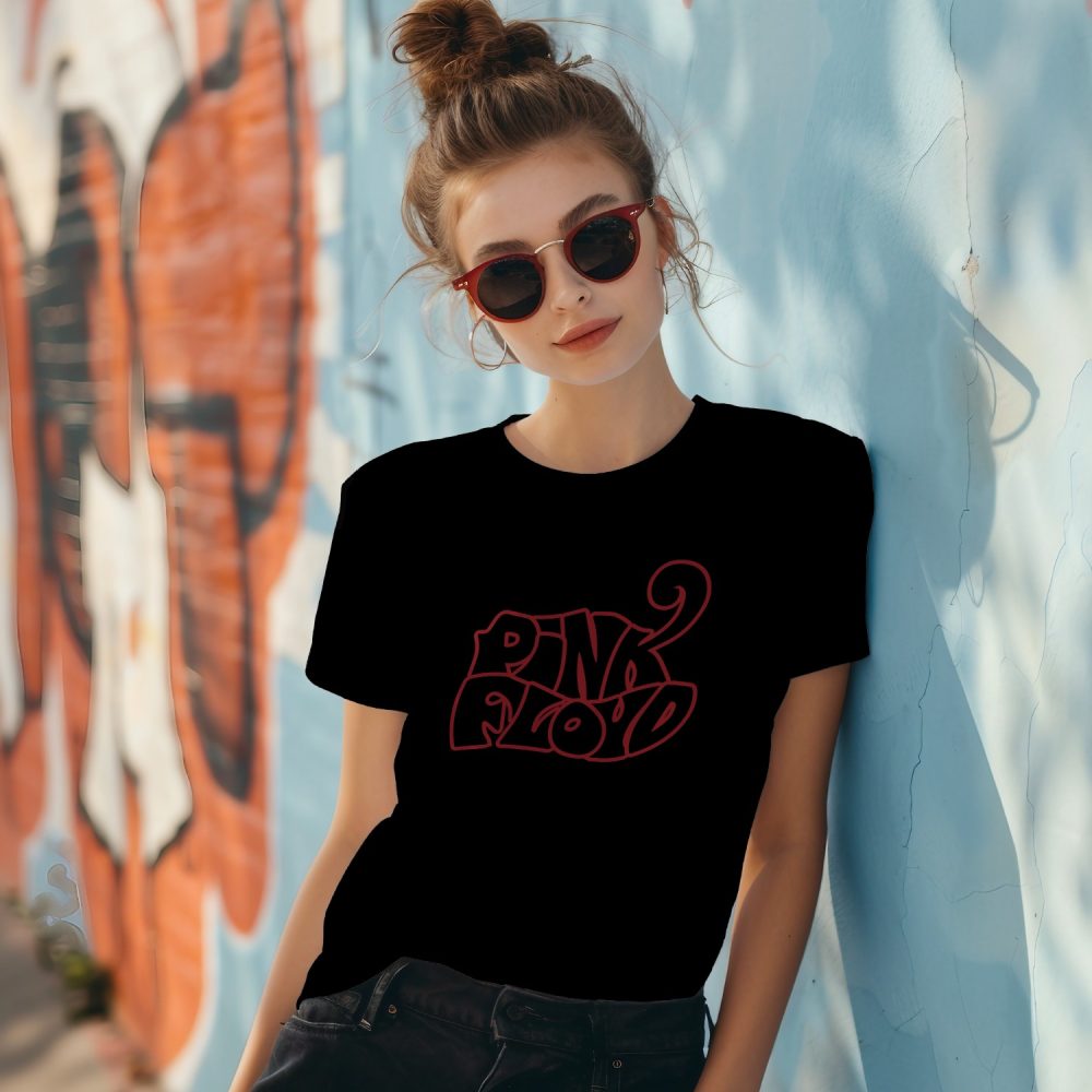 T-shirt Femme Pink Floyd avec un design de Pink Floyd Wavy contour rouge