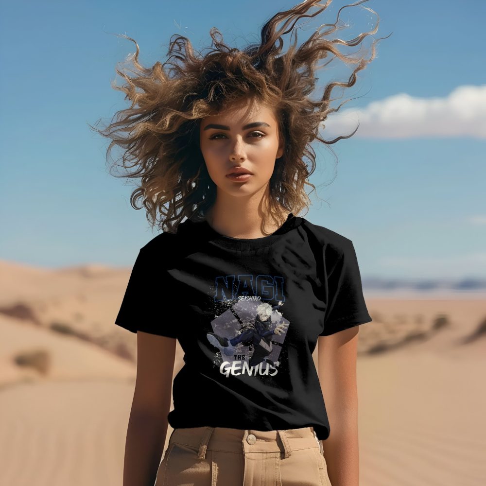 T-shirt Femme Bluelock avec un design de Bluelock Nagi The Genuis blanc
