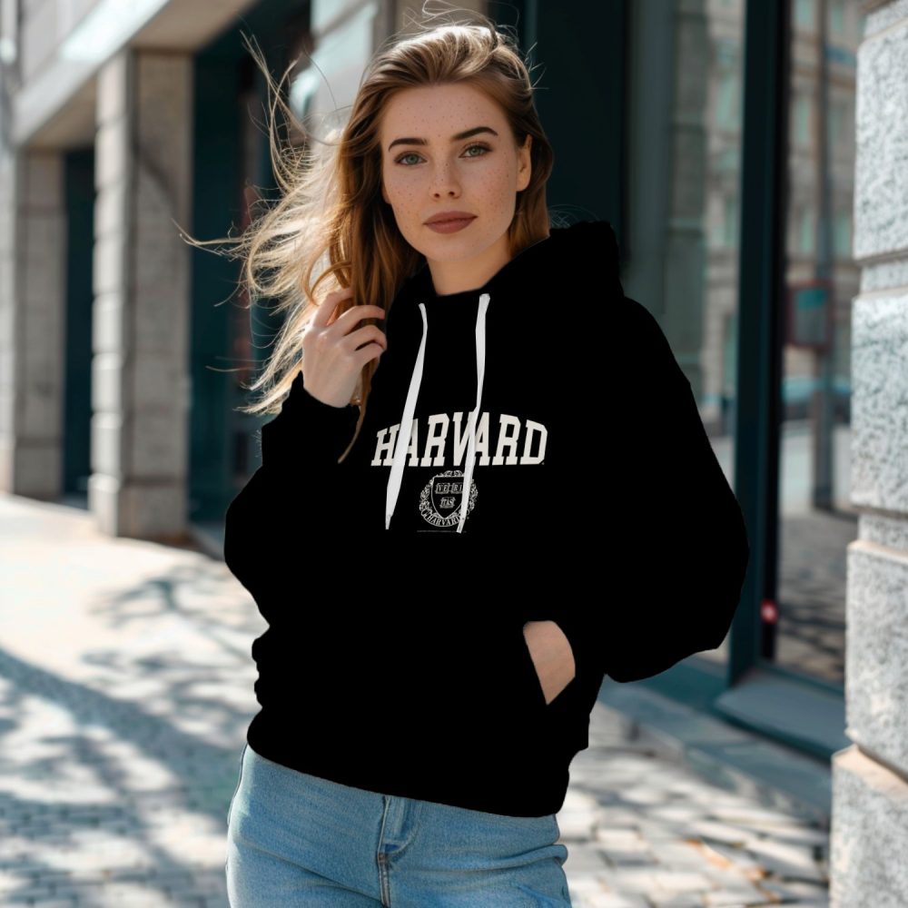 Sweat-shirt à capuche Femme Harvard avec un design de Harvard Écusson crème