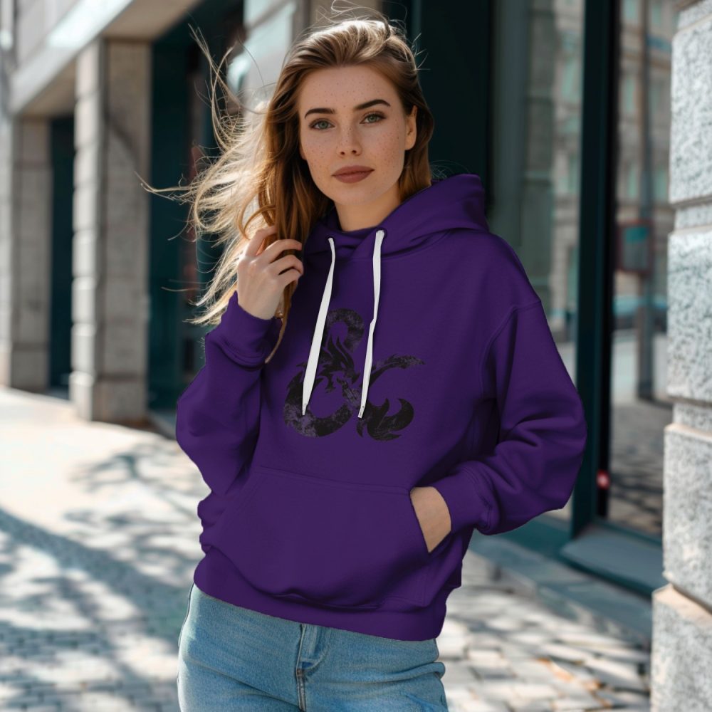 Sweat-shirt à capuche Femme Dungeons & Dragon avec un design de D&D Sigle noir