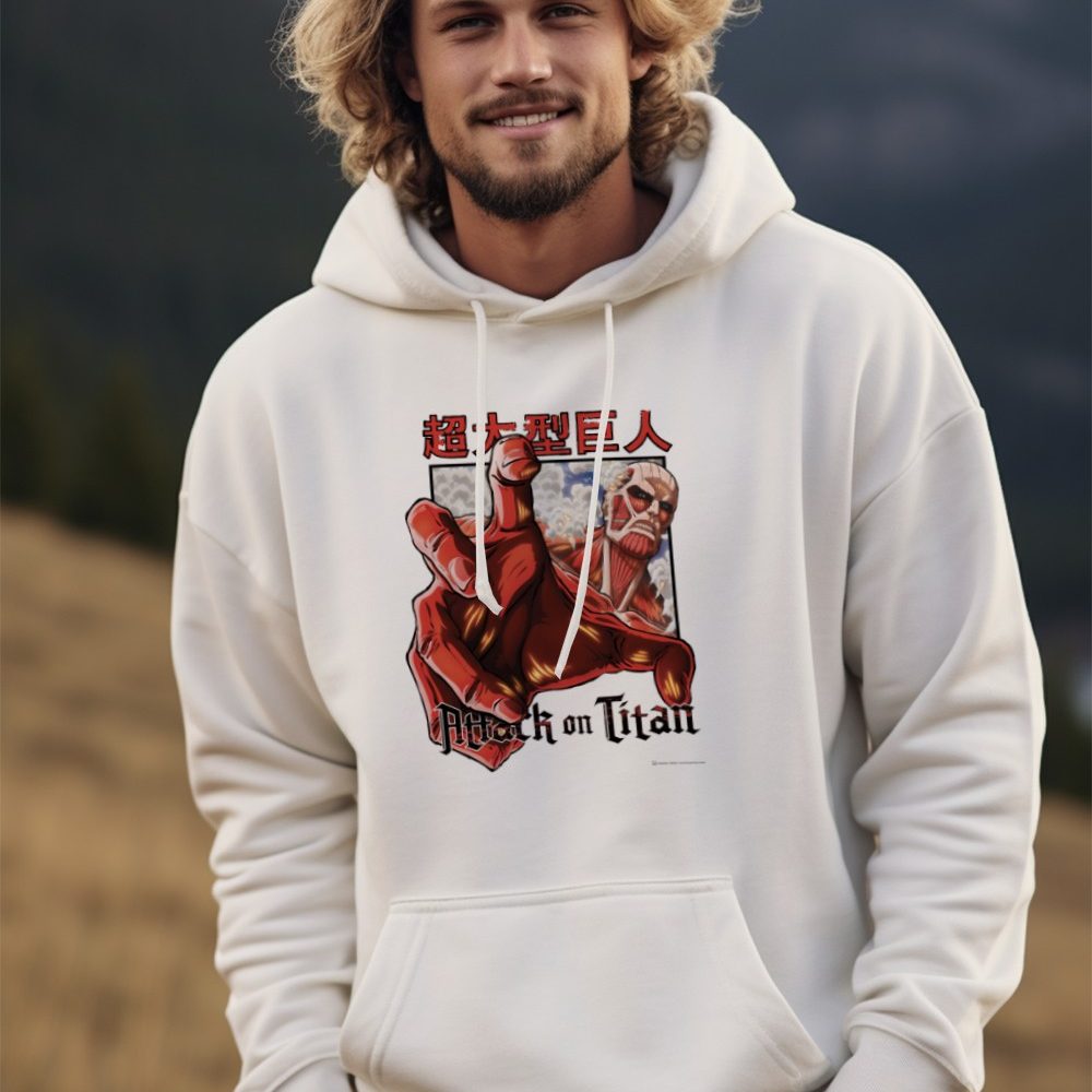 Sweat-shirt à capuche Homme Attack On Titan avec un design de Attack On Titan Hand noir