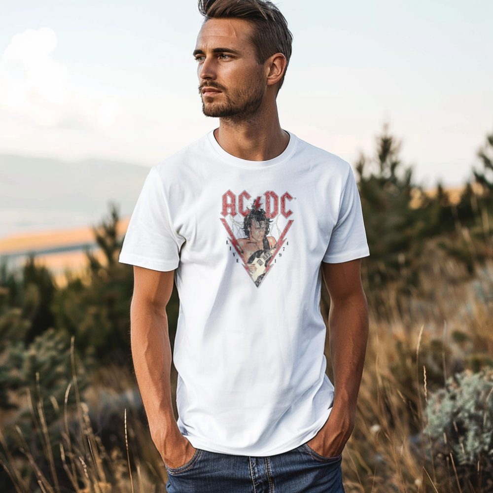 T-shirt Homme ACDC avec un design de ACDC Live 1974 noir